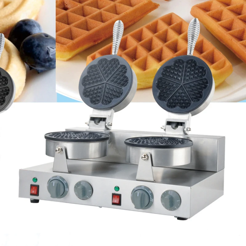 Double head stainless steel 110V/220V 5pcs heart shaped electric waffle