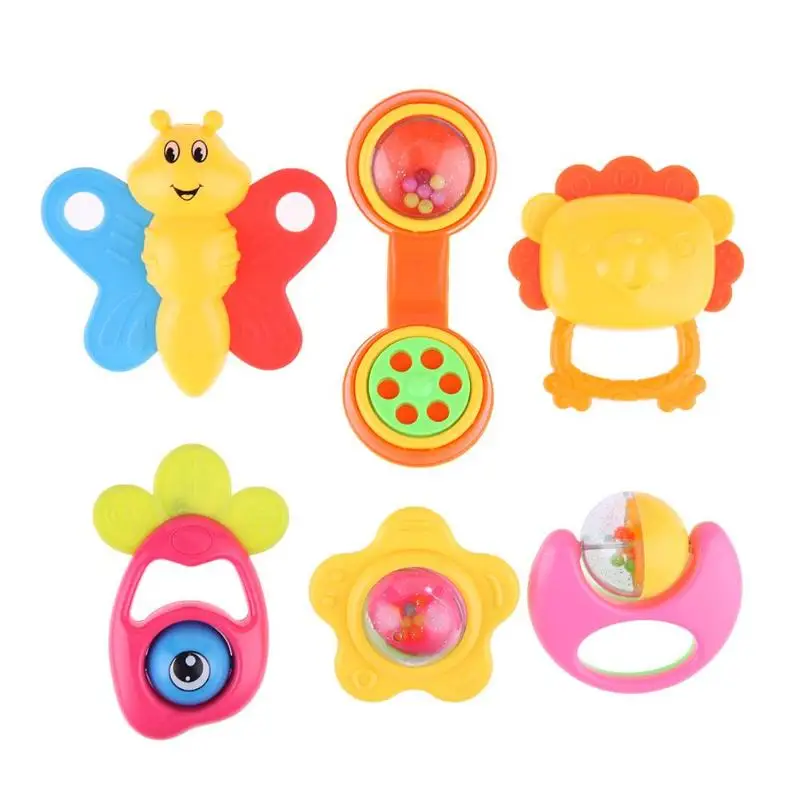 6pcs Cute Baby Rattle Set Baby Toys Music Sound Shaking Appease