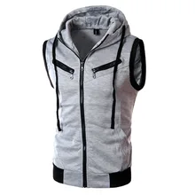 2017 New Arrival CosMaMa brand clothing fashion mens hooded summer cotton biker sleeveless casual jacket slim fit front zip