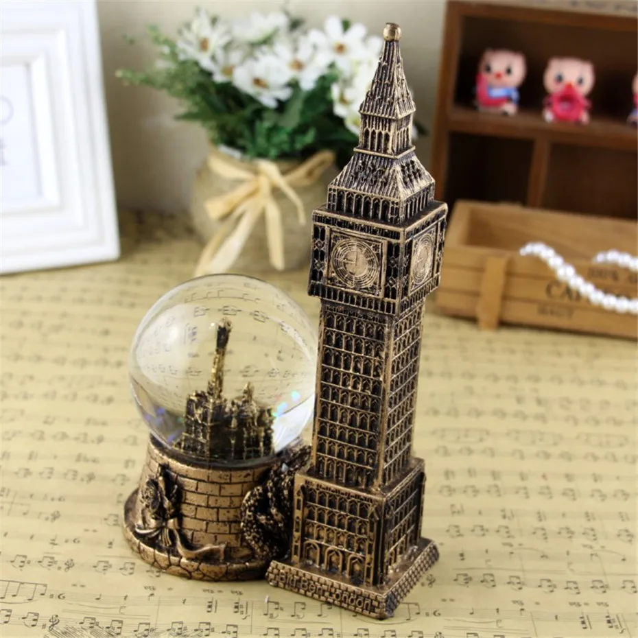 Europe Big Ben Model Lighting Crystal Ball Resin Home Decoration Birthday Christmas Children Wedding Living Room Luxury Gift (1)