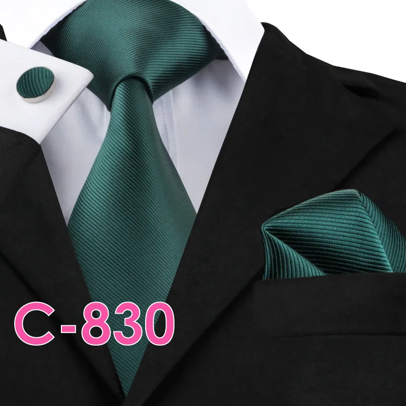 Однотонные шелковые мужские галстуки, галстук для шеи, набор для мужчин, галстук для костюма, платок, запонки, галстуки для мужчин, свадебные, Vestidos Corbatas - Цвет: C830
