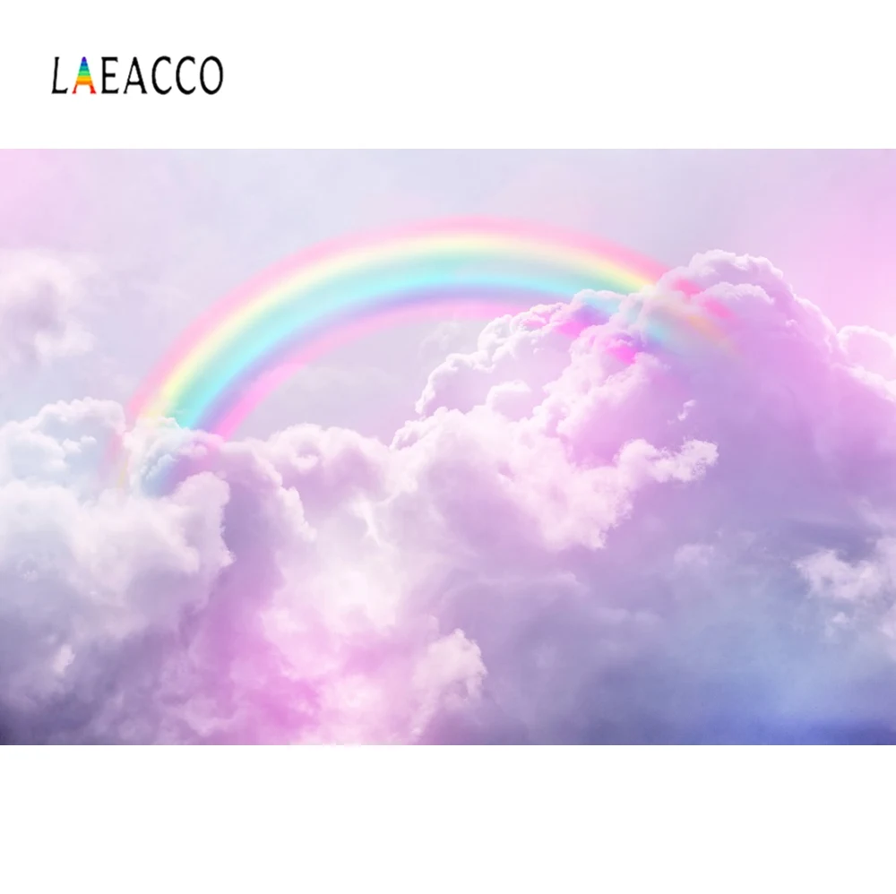 Laeacco розовые радужные фоны облако небо детский день рождения фотографический