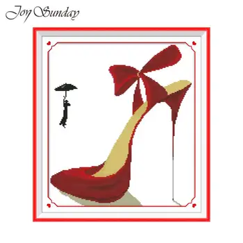

Joy Sunday Red high heels Counted Printed on Canvas 11CT 14CT Cross Stitch Embroidery Needlework Set DIY Handwork Factory Outlet