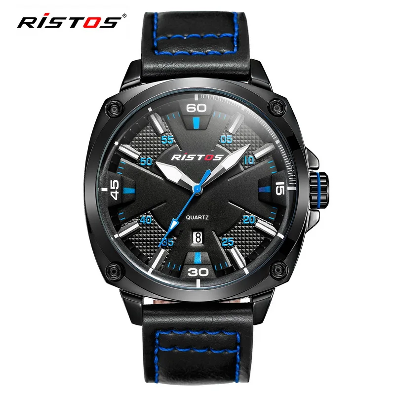 

2017 Leather Military Watch Men Luxury Brand RISTOS Quartz Watch Sports Watches Men Wristwatches Relogio Masculino Relojes 93003