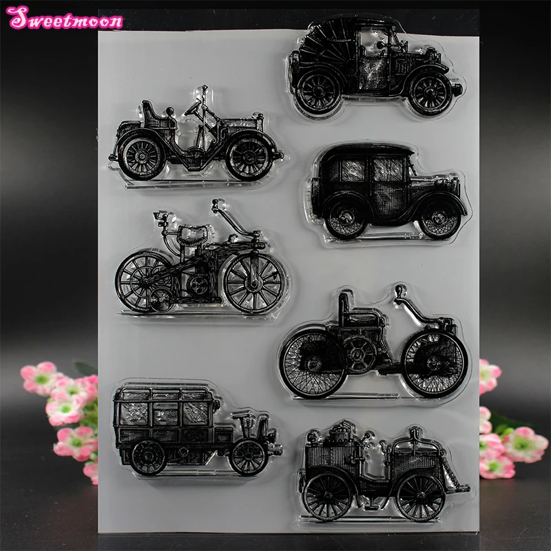 All kinds of vintage cars Scrapbook Clear Stamp photo cards account