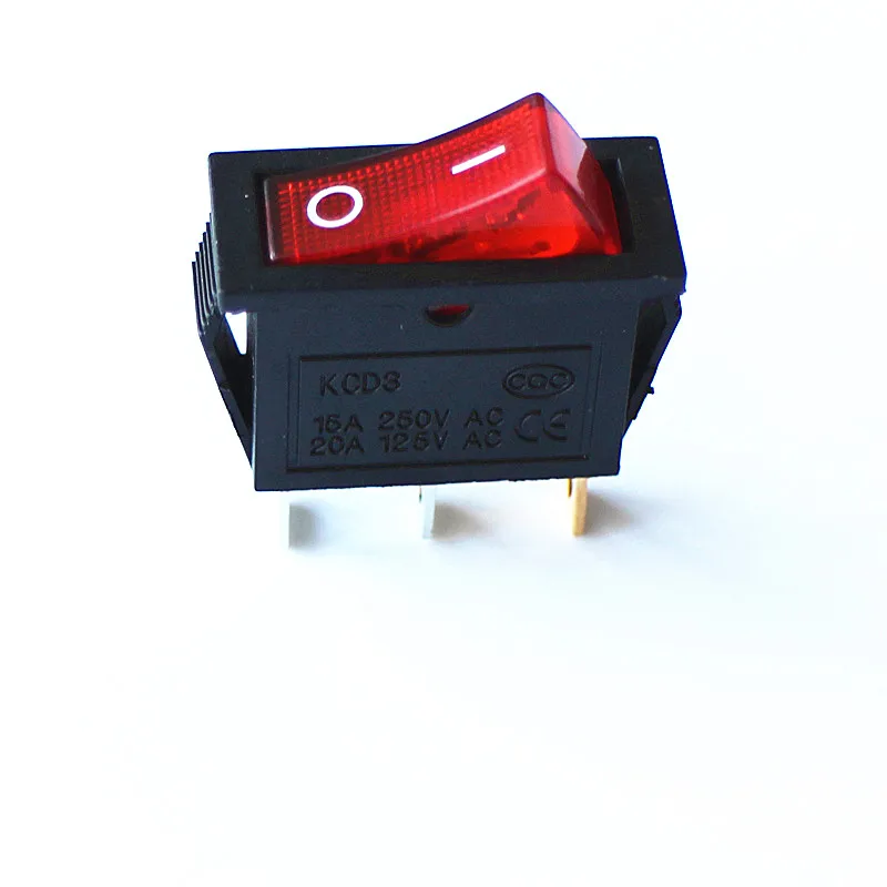 

2pcs KCD3 Cooker Electric Frying Pans Rocker Switch with Light ON-OFF Three Feet Small Switch with Red Light 15A 250V (20A 125V)