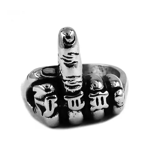 

Biker Middle Finger Up Ring Stainless Steel Jewelry Punk Cool Middle Finger Motor Biker Ring For Men Boys Wholesale SWR0468