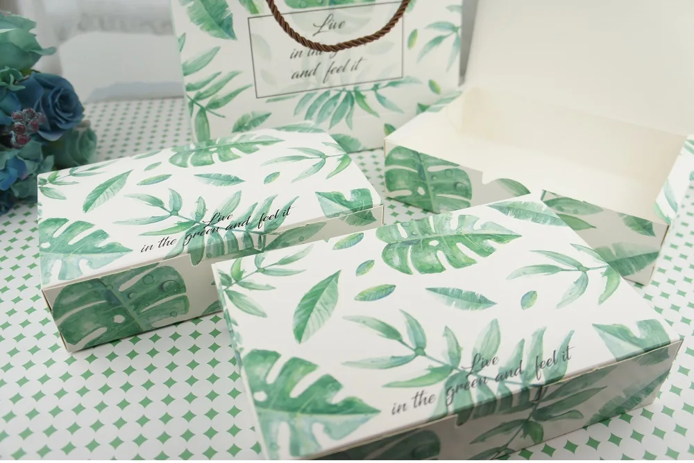 21*14*5 см 10 шт. тропические растения Макарон шоколад бумажная коробка для хранения коробки Рождество День рождения подарки упаковка