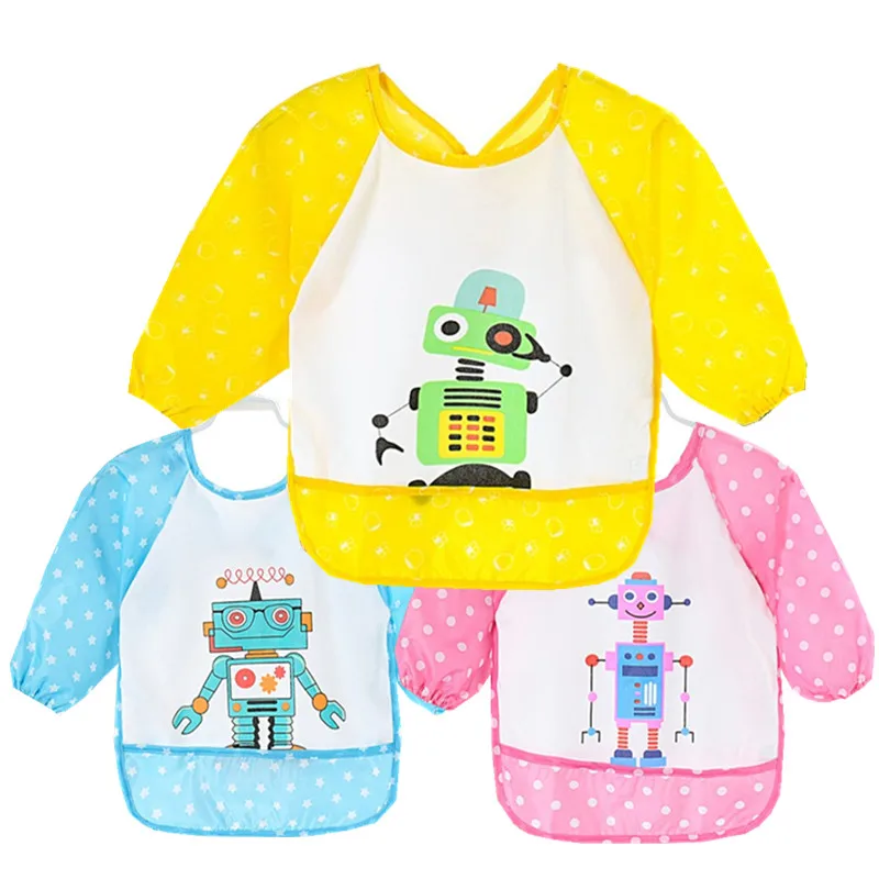 1 Pcs Baby Long Sleeve Bib Toddler Bibs Waterproof Boys Girls Apron