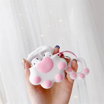 

silicone cute lovely cat claw paw shaped protective case for apple airpods 1/2 cover skin shell bluetooth headset cover BIA142