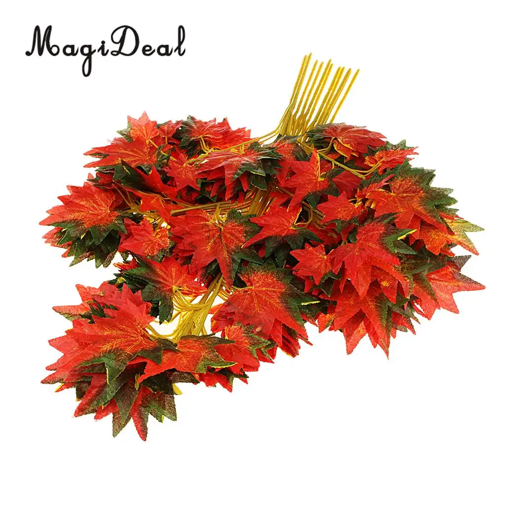 12pcs Artificial Ivy Autumn Maple Leaf Leaves Branches Plants Vine Fake Foliage Flower Home Garden Decorations