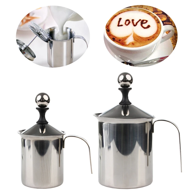 SKYMEN Stainless Steel Manual Milk Frother Double Mesh Coffee