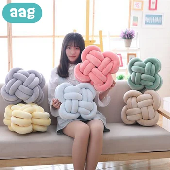 

AAG Creative Knitted Pillow Newborn Baby Bed Bumper Pure Weaving Plush Knot Crib Bumper Nursery Cushion Plush Dolls Room Decor