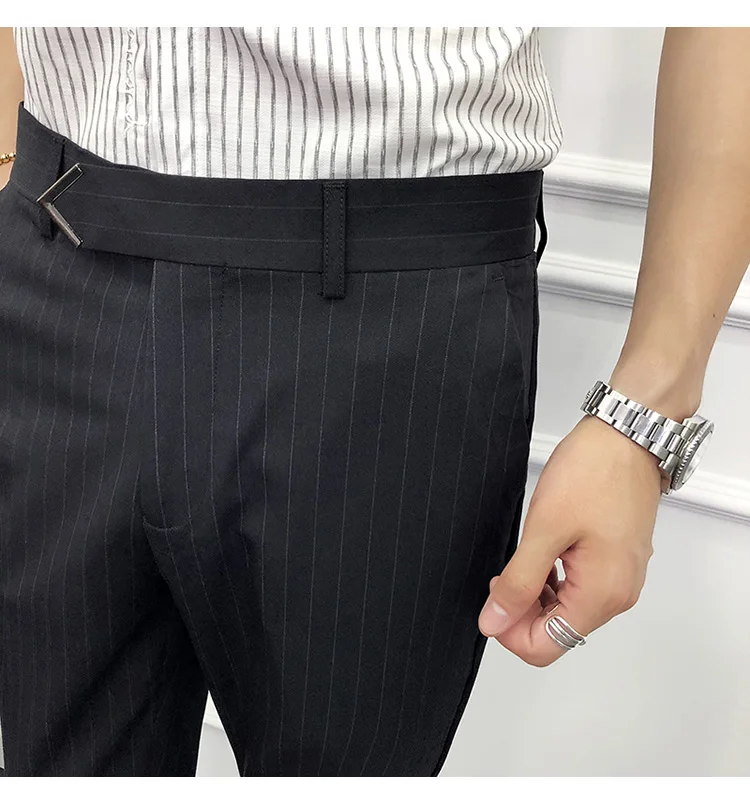 Брендовая Дизайнерская обувь Для мужчин брюки Мода Новое поступление Slim Fit Для мужчин s Брюки ботильоны Длина одноцветное праздничная одежда брюки Для мужчин одежда