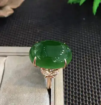 

18K rose gold with diamonds set with top old ingredients spinach green and Tian Biyudan ringh77#