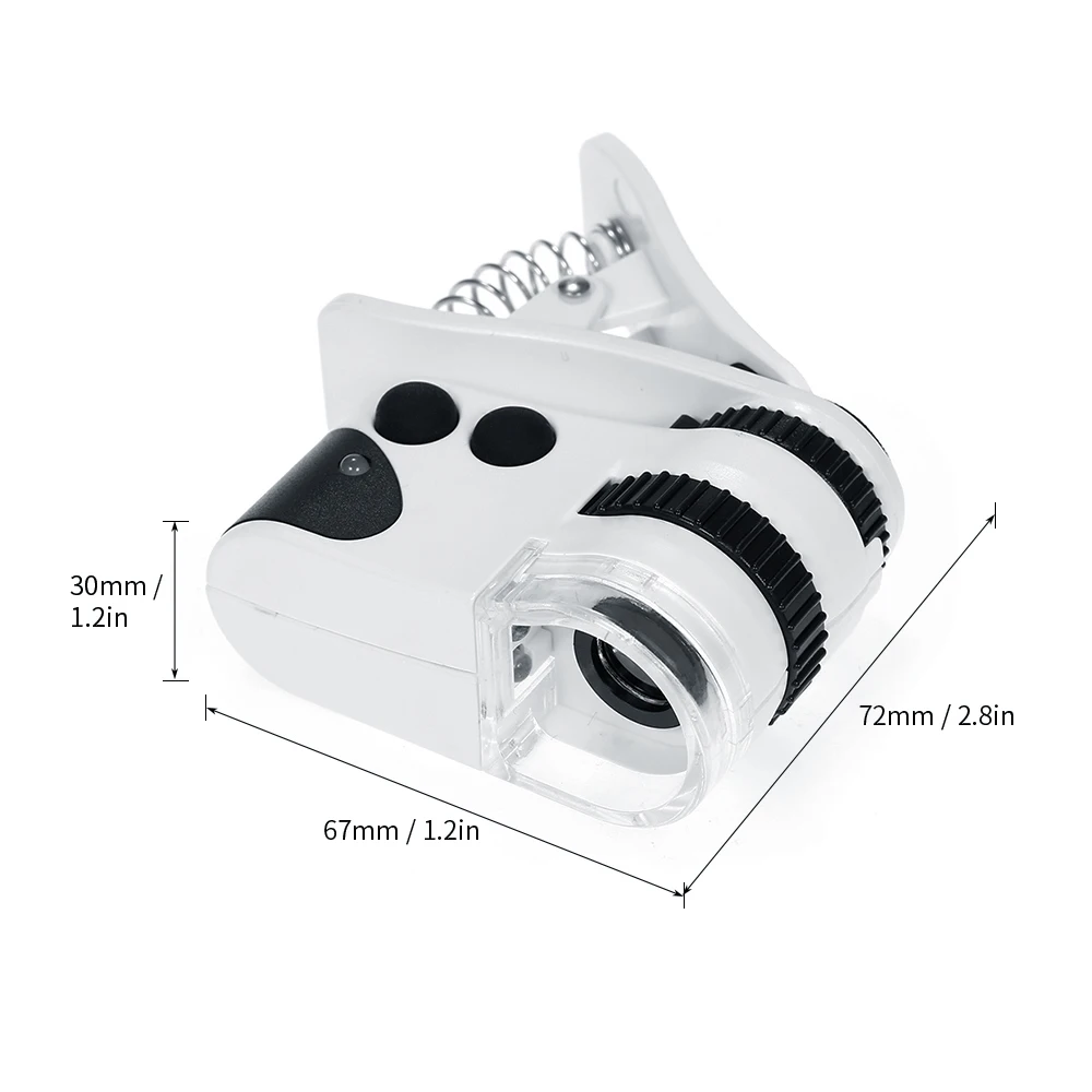 50X15 мм светодиодный микроскоп для сотового телефона перезаряжаемый Вращающийся Универсальный микроскоп с клипсой светодиодный