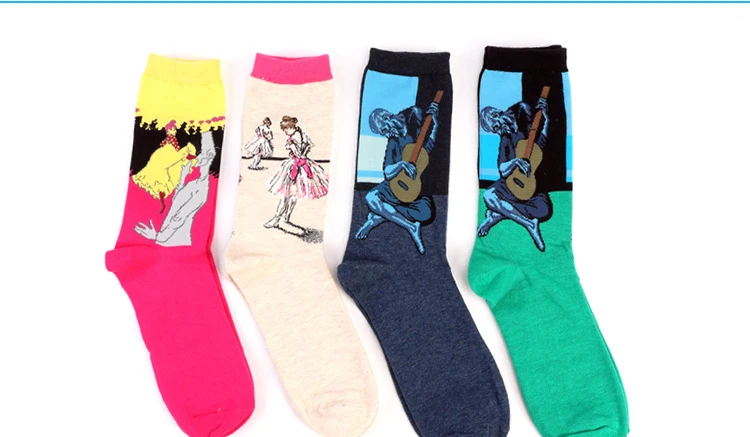 Короткие носки со Звездной ночью, забавные носки в стиле ретро с рисунком персонажей для женщин и мужчин, Харадзюку Ван Гога, носки, Calcetines