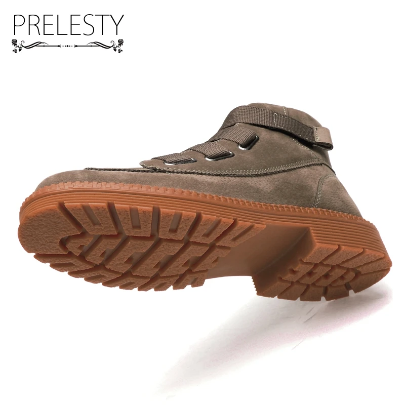 Prelesty/мужские зимние ботинки на застежке липучке модная Винтажная обувь в