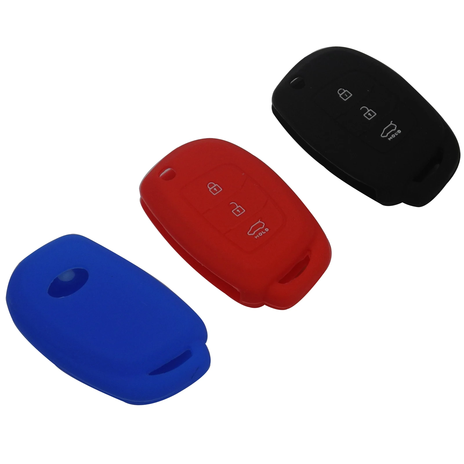 

Silicone car key fob Blank cover case skin set fit for Hyundai ix35 solaris tucson 2016 accent santa fe smart remote accessories