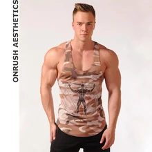 Для Мужчин's Фитнес тренировки Жилеты Бодибилдинг Jogger Топы Повседневное дышащий без рукавов Камуфляж Стрингер фуфайки Топы