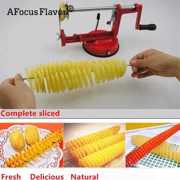 1 Pc Potato Twister Potato Slicer Stainless Steel Kitchen Accessories Tornado Slicer Manual Cutter Spiral Chips 3