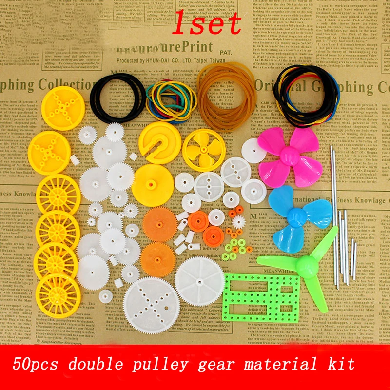 

1set=50pcs Double 2A 2B Pulley Belt Gear 3-blade 4-blade Propeller for DIY Robot Model Handmade Motor Gearbox Connector Shaft