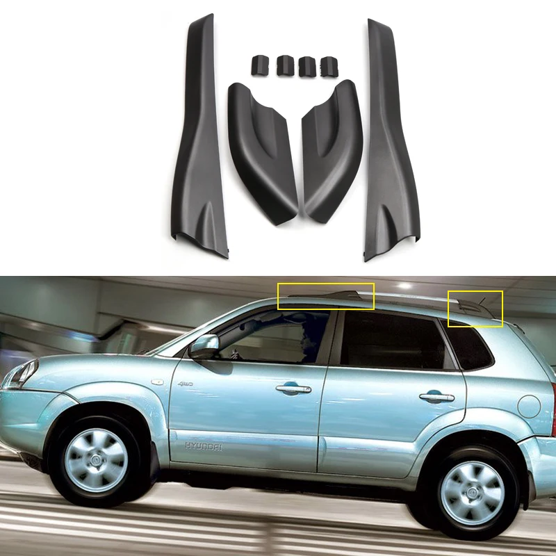 

For HYUNDAI Tucson 2004 2005 2006 2007 2008 Car Roof Rails Rack End Cap Protection Cover Rail End Shell Replacement 8PCS