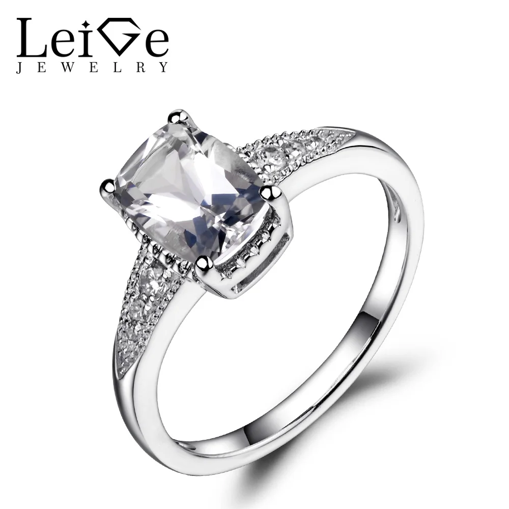 Лейдж Jewelry натуральный белый топаз Кольца Свадебные Обручальные кольца для Для женщин Подушки огранки драгоценных камней 925 серебро Лейдж Jewelry натуральный белый топаз Кольца Свадебные Обручальные кольца для Для женщин Подушки огранки драгоценных камней 925 серебро