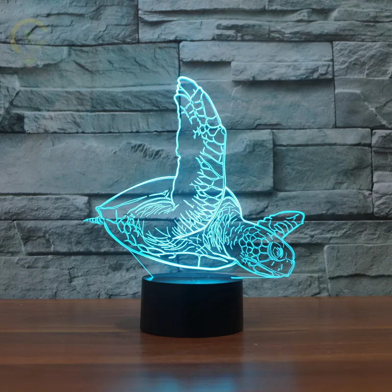 Modern 3D LED Touch Table Lamp Sea Turtle Pattern Lights LED USB 7