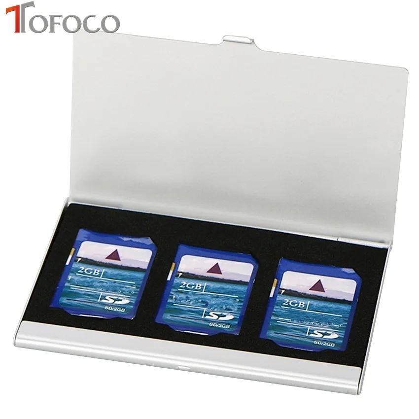 

Aluminum Alloy Portable 3 in 1 Aluminum For SD Card Holder Memory Cards Storage Box Case Holder Protector Easy Carry TOFOCO