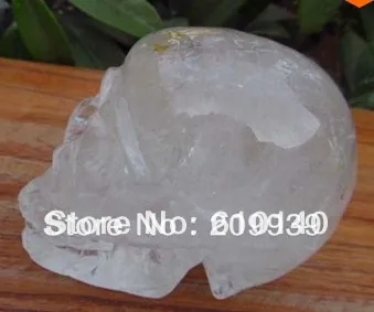 

00256 AAA NATURAL CARVED CLEAR QUARTZ CRYSTAL SKULL Healing