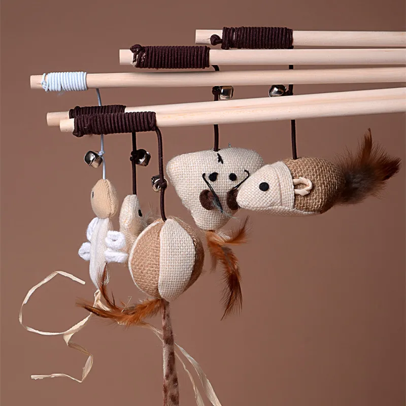 Деревянные игрушки для кошек Pole Mice Mouse Tease Cats Rods Plaything экологические модные