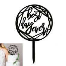 3 шт./лот, акриловая 3D наклейка, топпер для свадебного торта, вставка, карта, инструмент для украшения торта, лучший день в жизни, новинка