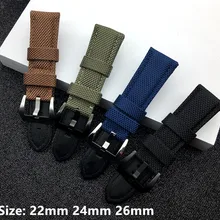 Ткань Винтаж Черный Холст Нейлон Кожа 22 мм 24 мм 26 мм ремешок для часов браслет Пряжка Застежка Для Panerai ремень бесплатный инструмент