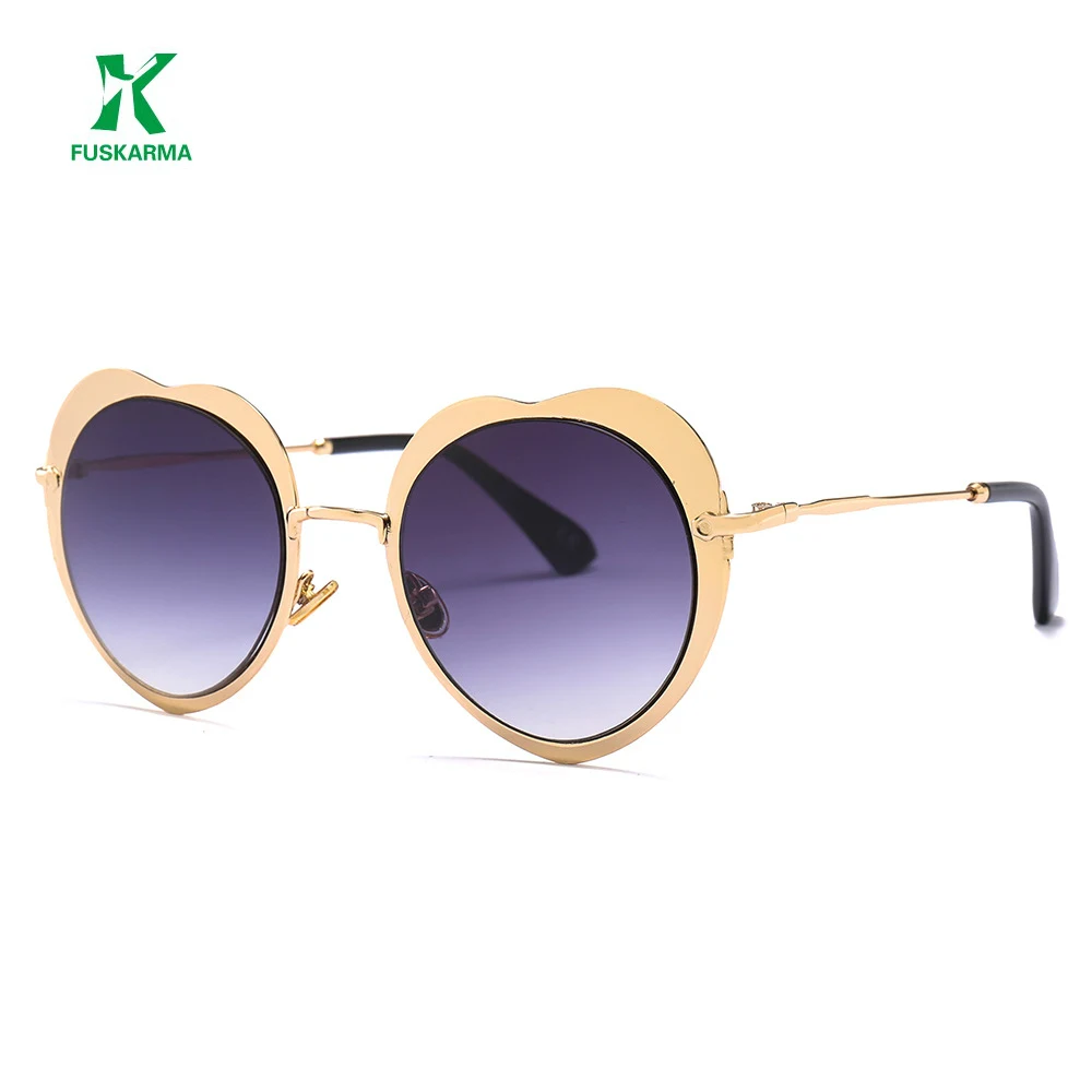 FUSKARMA New Women's Sunglasses Metal Frame Round Love Metal Sunglasses