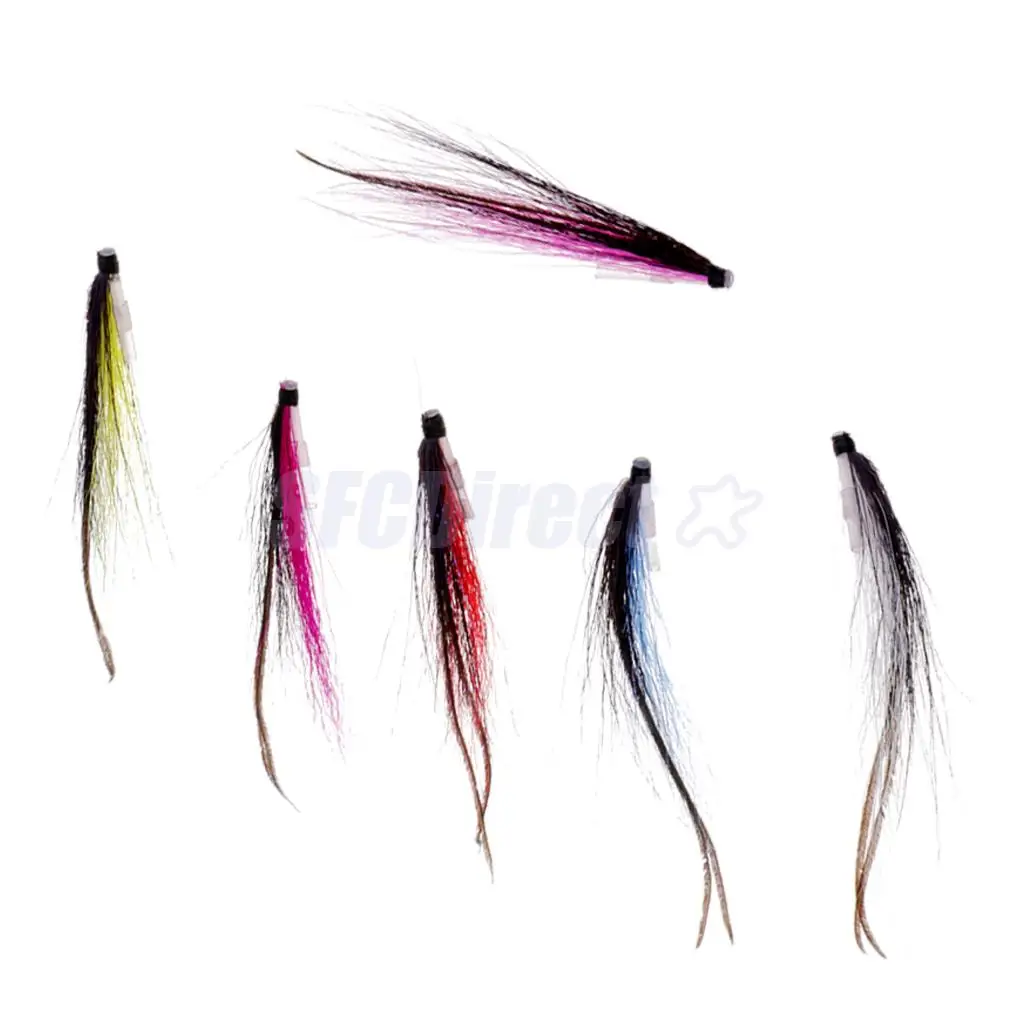 6Pcs Tube Fly Fishing Mini Sunray Shadow Riffle Hitch Salmon Flies Insects Fishing Tube Flies Lures 25mm/50mm