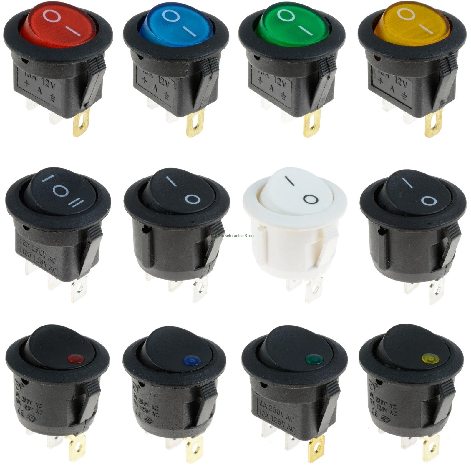 

KCD1 ON/OFF Round Rocker Switch LED illuminated Car Dashboard Dash Boat Van 12V