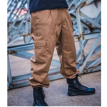 

Outdoor Training Hiking Waterproof Loose Pocket Straight Tactical Trousers Plaid Fabric Water Repellent Ripstop Pants Overalls