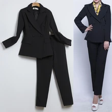 2018 quality Ms. set of 2 women’s business suit solid color pants suit formal OL business suit long-sleeved trousers suit
