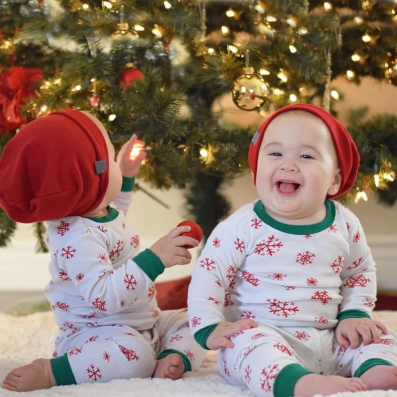 2018 Newborn Christmas Baby Girl Boy Clothes Snowflakes Printed Top