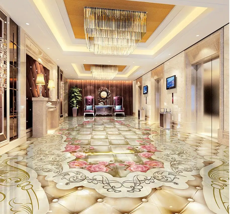 3d flooring Marble parquet floor 3D waterproof wallpaper for bathroom
wall 3d floor painting wallpaper