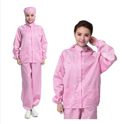 Анти-Электростатическая защита ESD чистое помещение цех молния Cleanness Decontamination с капюшоном костюмы Защитная живопись одежда - Цвет: Pink