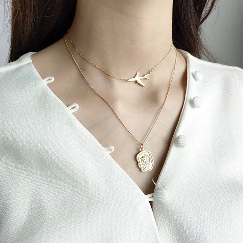 Peri'sbox Мода 925 стерлингового серебра Прямоугольник Ожерелье Портрет золотистый медальон винтажное ожерелье женское Очаровательное ожерелье