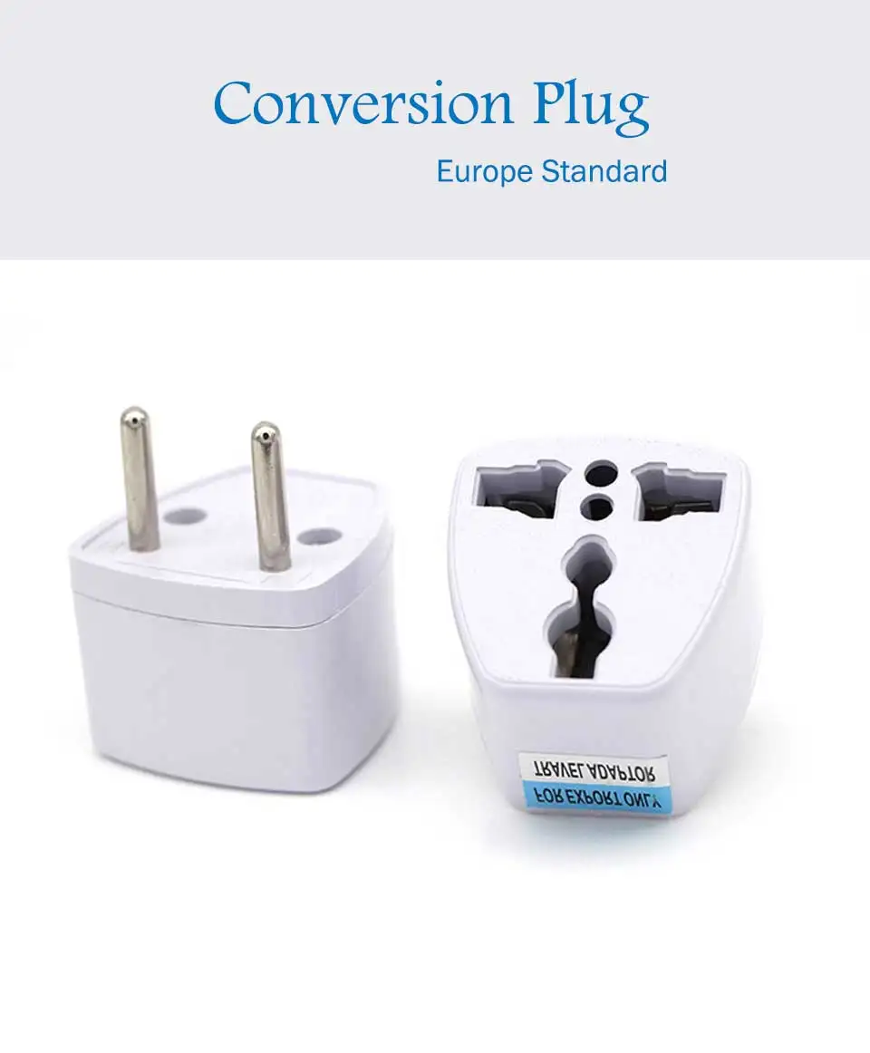 Universal European EU Plug Europe Travel Wall Power Charger Outlet Adapter Converter Input Pin Plug Adapter Connector Office Use (1)