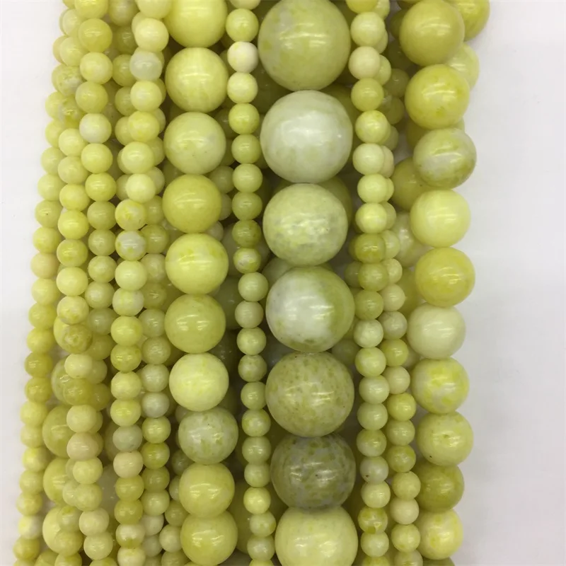 Original Genuine Mustard Jaspers Yellow Devil Stone Natural Round Bead for Bracelet Necklace Handicraft Diy 4/6/8/10/12mm | Украшения и
