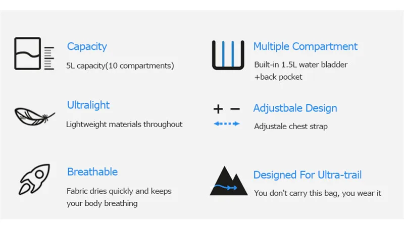 AONIJIE 5L жилет пакет дышащий Легкий Trail гидратации рюкзак сумка бутылка воды марафон бег Туризм Велоспорт