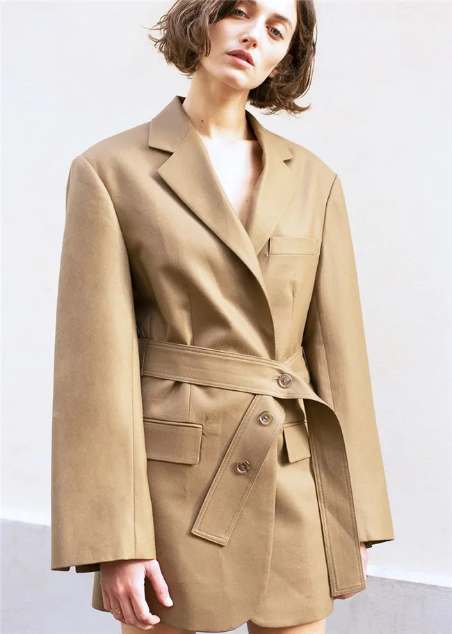 

Long Suit Coat Loose Blazer Lace Up Fashion Dress Spring Women Cloting High Quality 2019