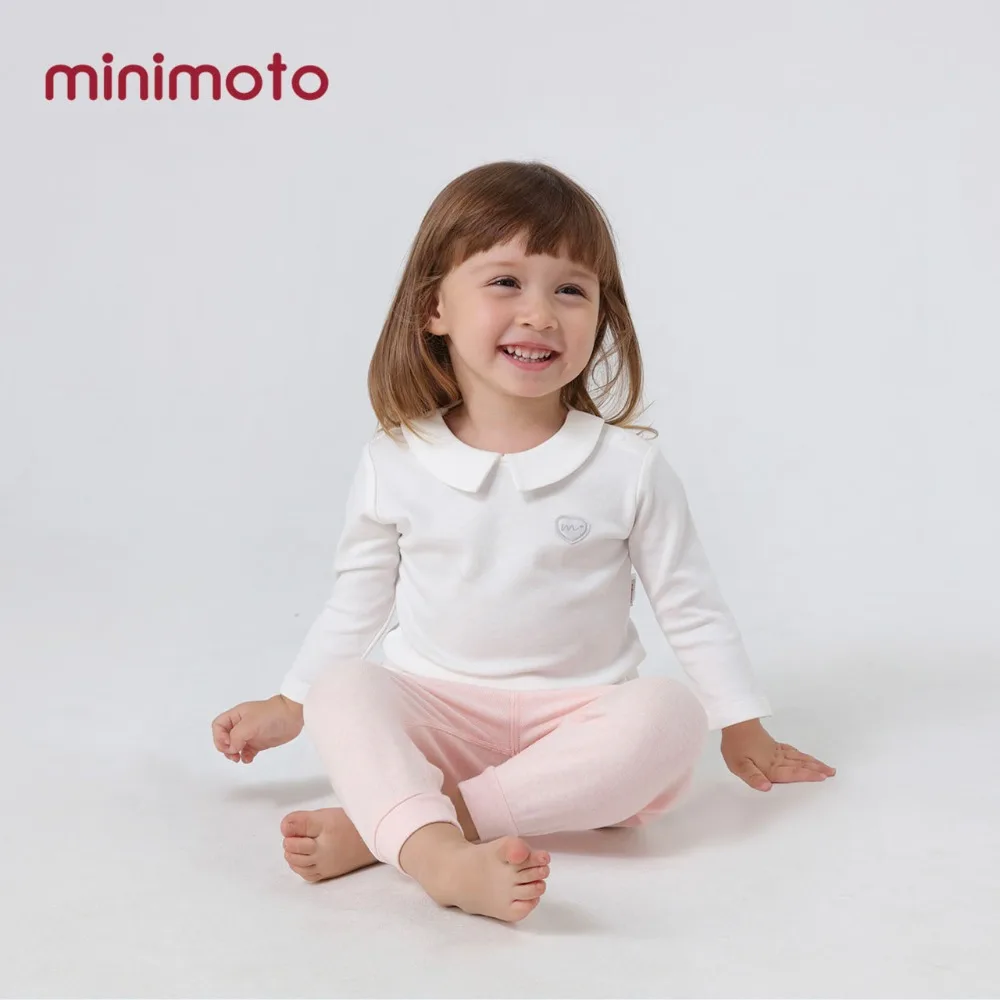 

Minimoto 2019 Cute Baby Girls Casual Long Sleeve Top Boys Cotton Collar T-shirt Children Costume Solid Tee Kid Clothing For 1-4T