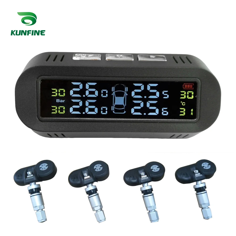 

HUB Smart Car TPMS Tyre Pressure Monitoring System Solar Energy TPMS Digital LCD Display Auto Security Alarm Systems 4 Sensors