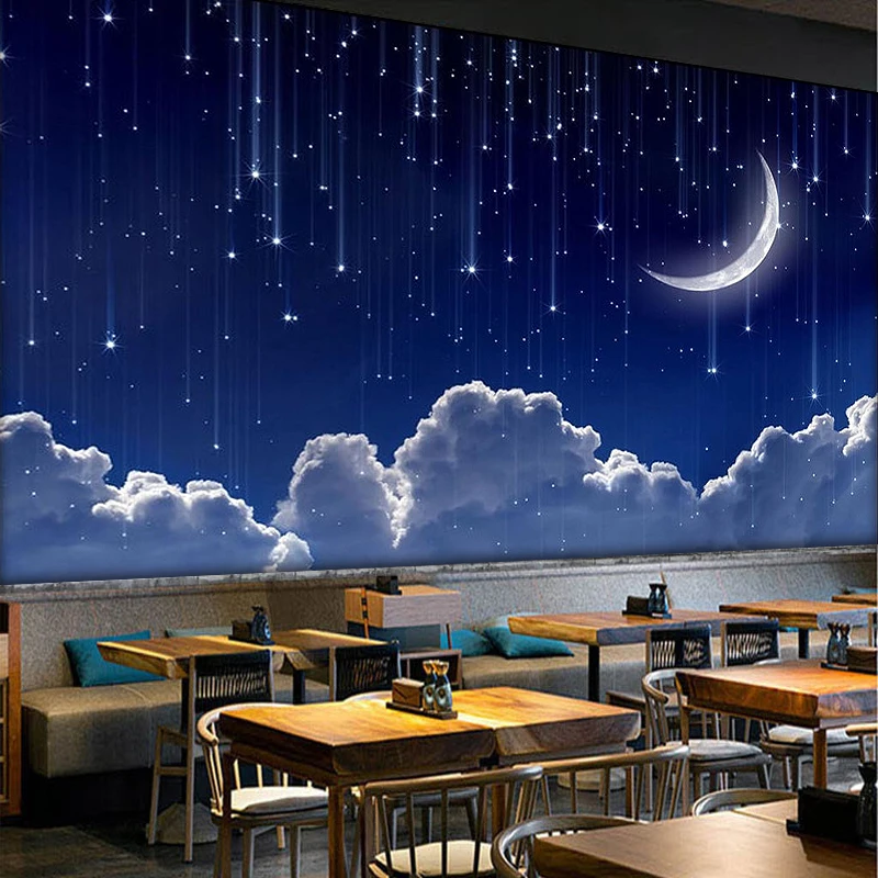 3D пользовательские фото Современные Настенные обои рулон для гостиной Фэнтези Луна облака звездное небо спальня Детский декор комнаты обои